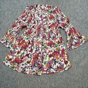 Spense Top Women's Size XL Multi-Color Floral Paisley Bell Sleeve Tunic Blouse